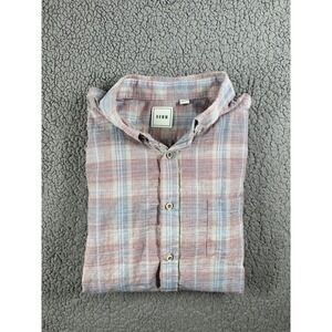 ROWM Mens Plaid Blue Red White Button Down Long Sleeve Shirt XL